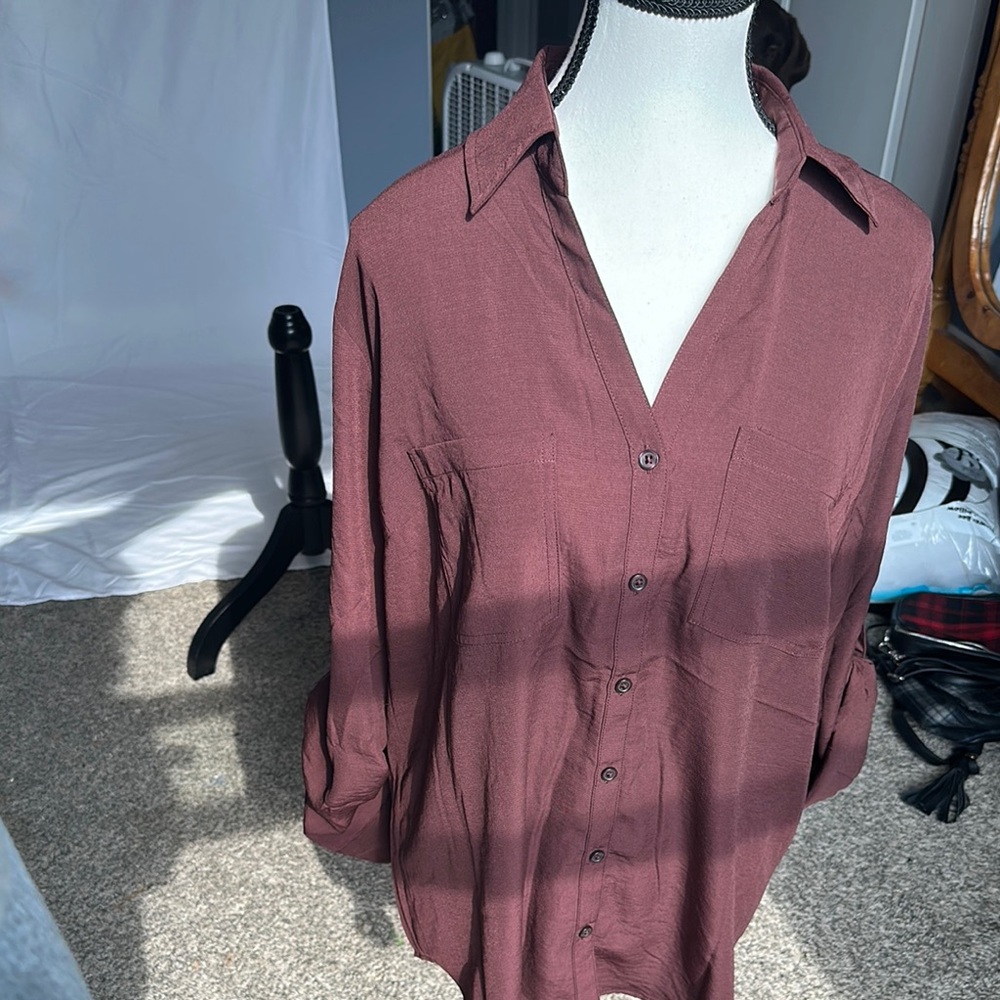 Maurices Burgundy Blouse L